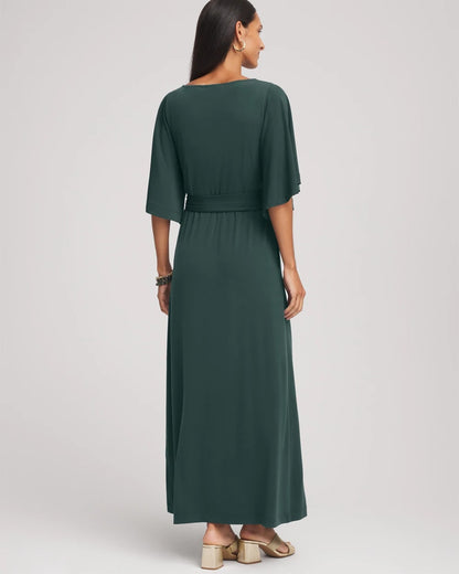 Chico's Belted Flutter-Sleeve Maxi Dress