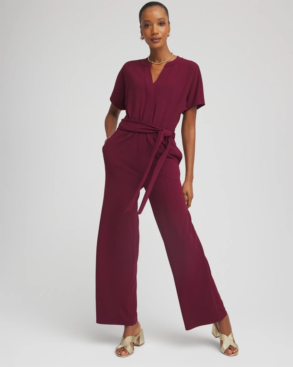 Chico's Belted Dolman-Sleeve Jumpsuit