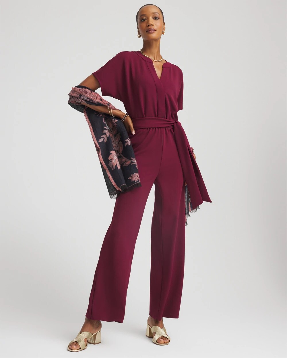 Chico's Belted Dolman-Sleeve Jumpsuit