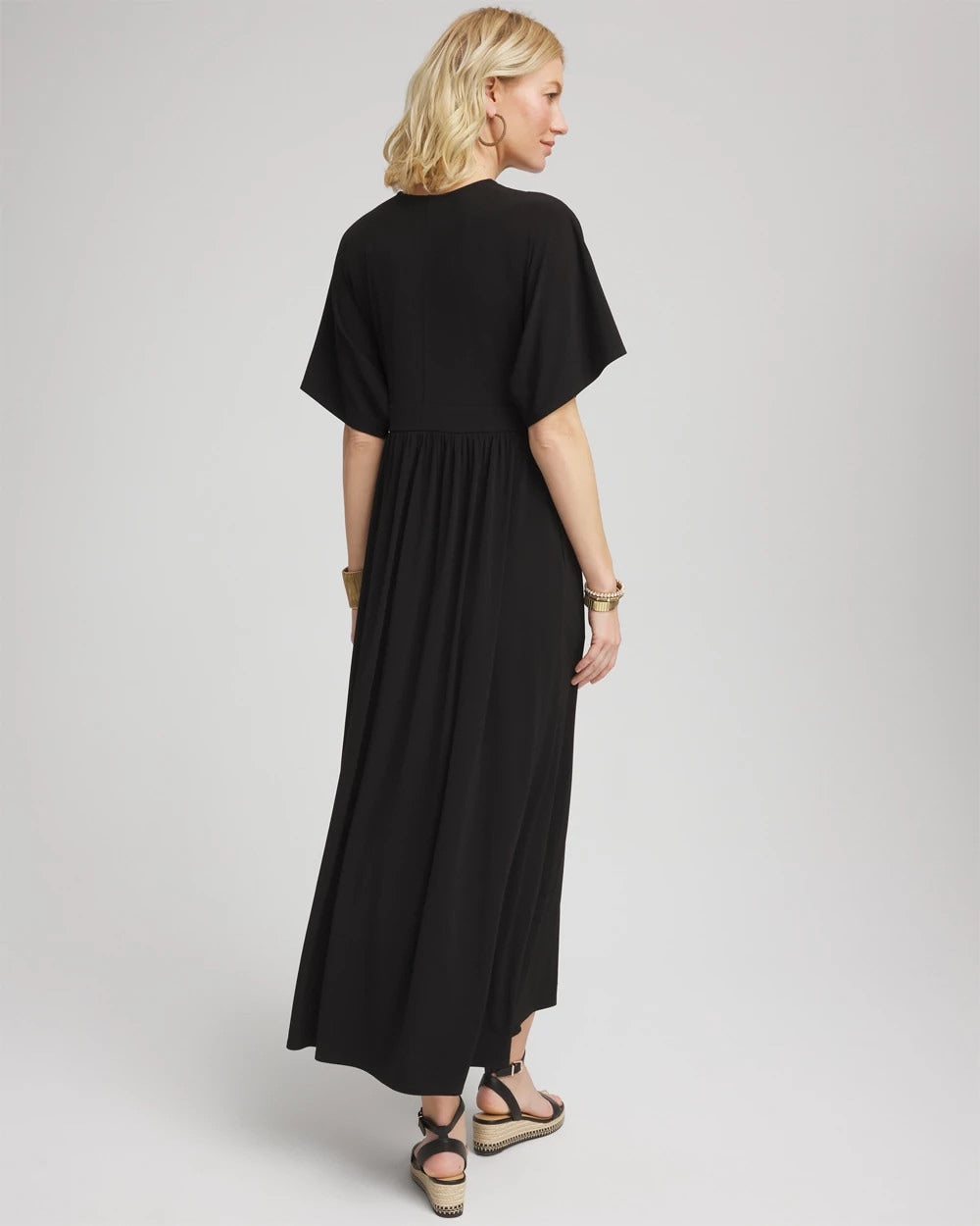 Chico's Flutter-Sleeved Jersey Maxi Dress