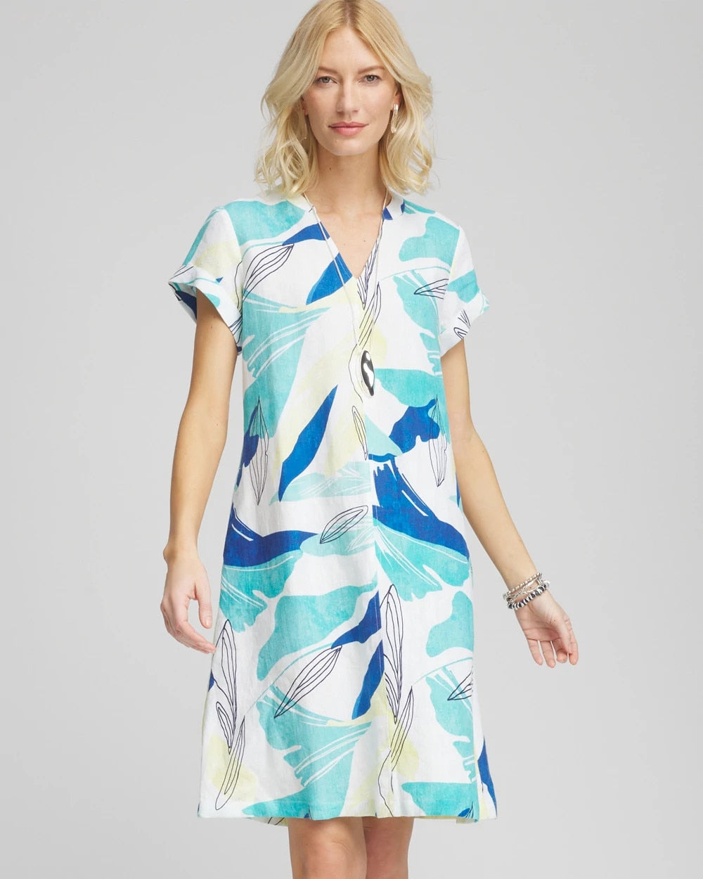Chico's Cuff Sleeve Linen Dress