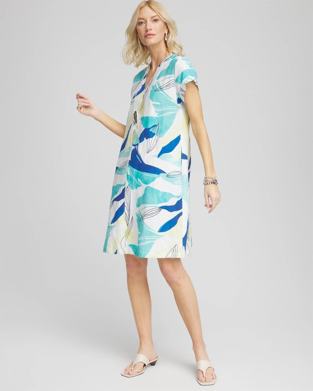 Chico's Cuff Sleeve Linen Dress