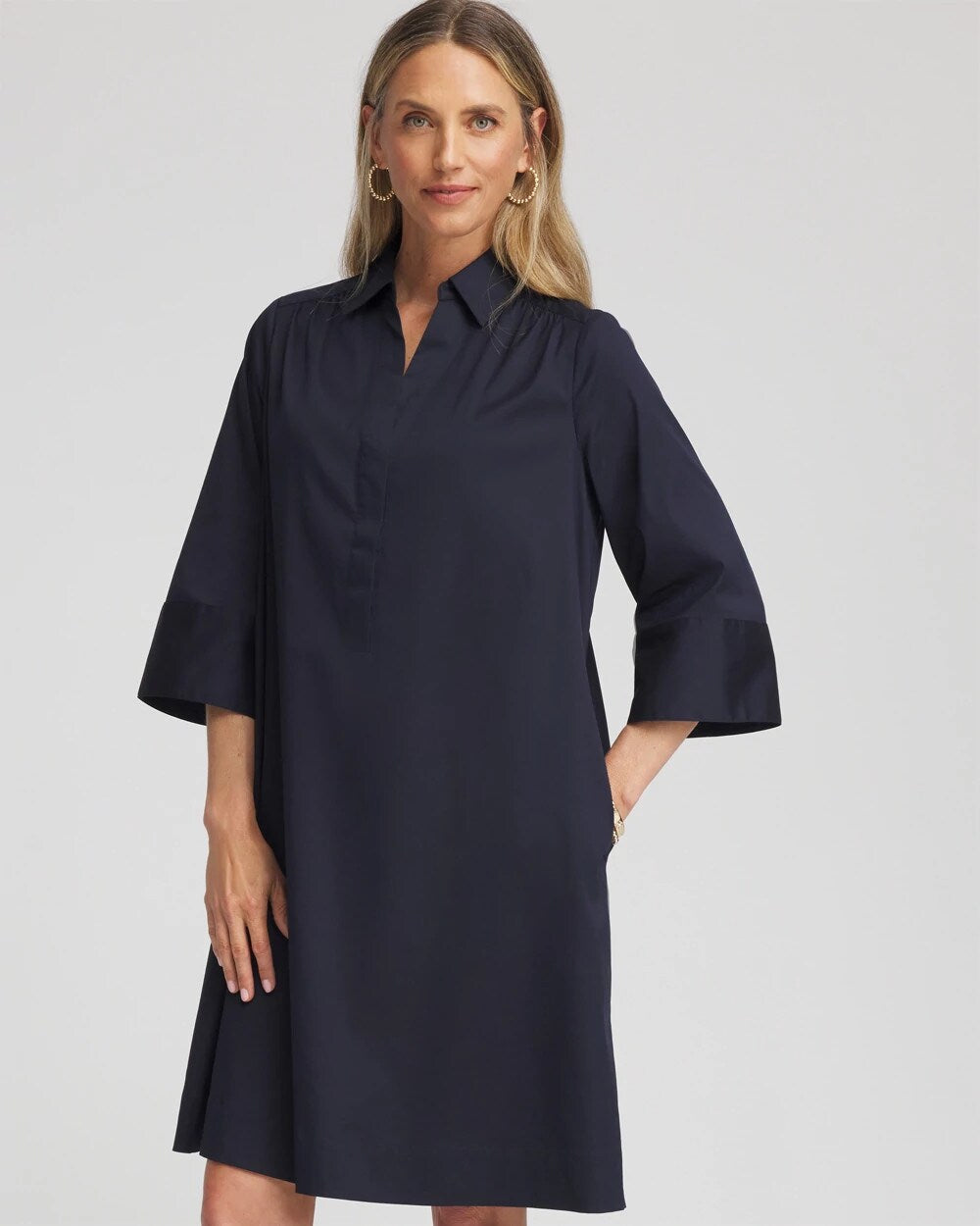Chico's Cotton-Blend Popover Dress