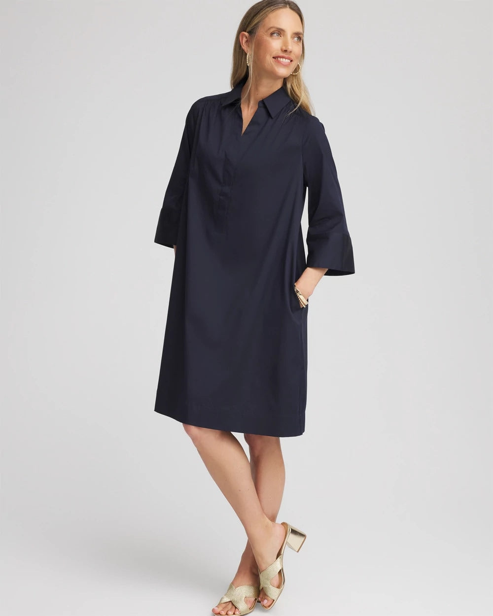 Chico's Cotton-Blend Popover Dress