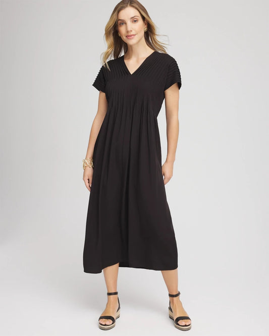 Chico's Silk-Twill Popover Midi Dress