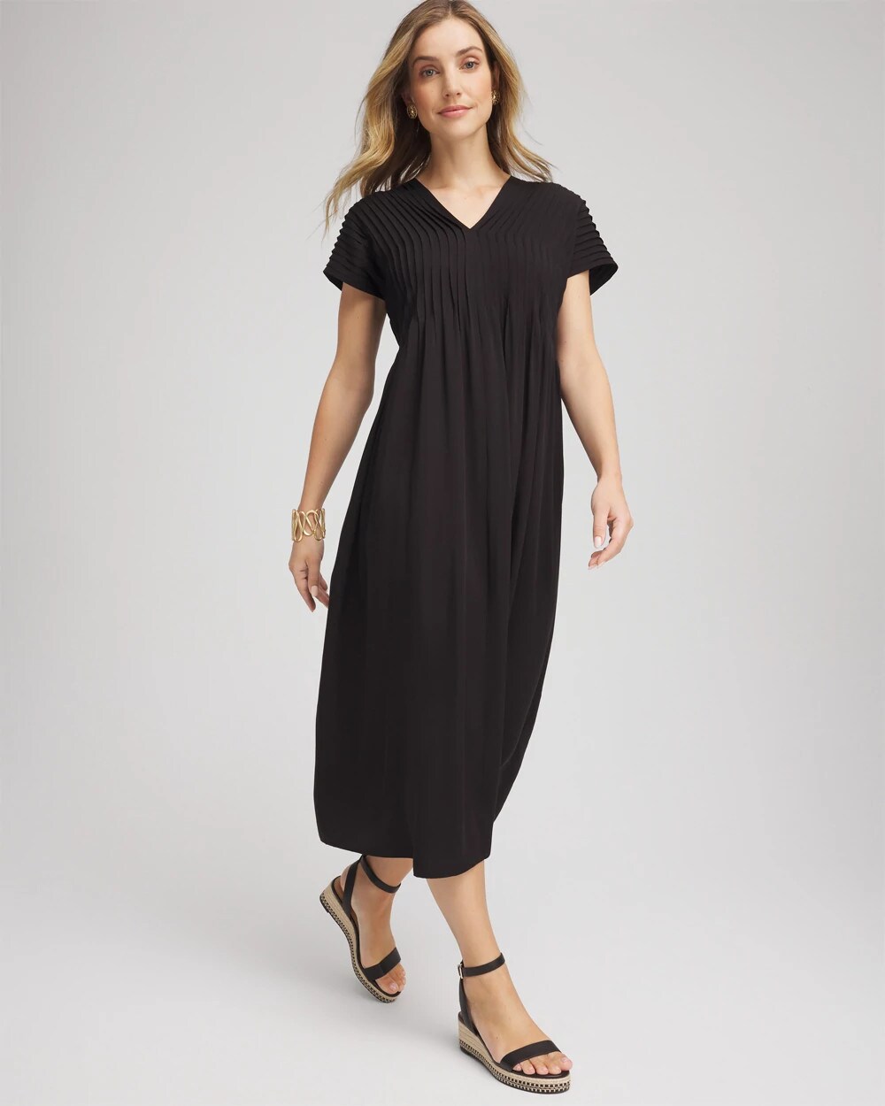 Chico's Silk-Twill Popover Midi Dress