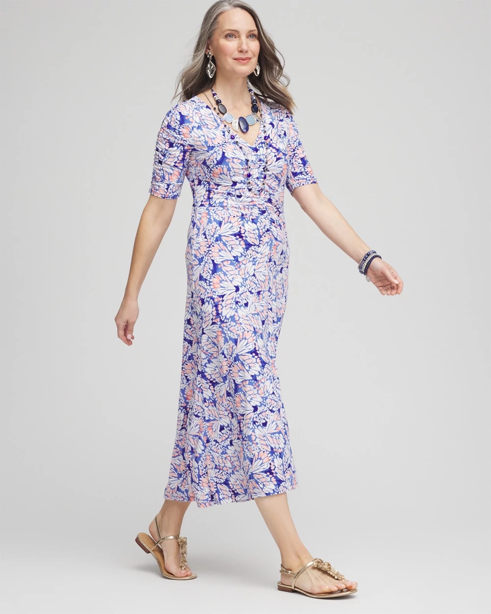 Chico's Ruched Jersey Midi Dress