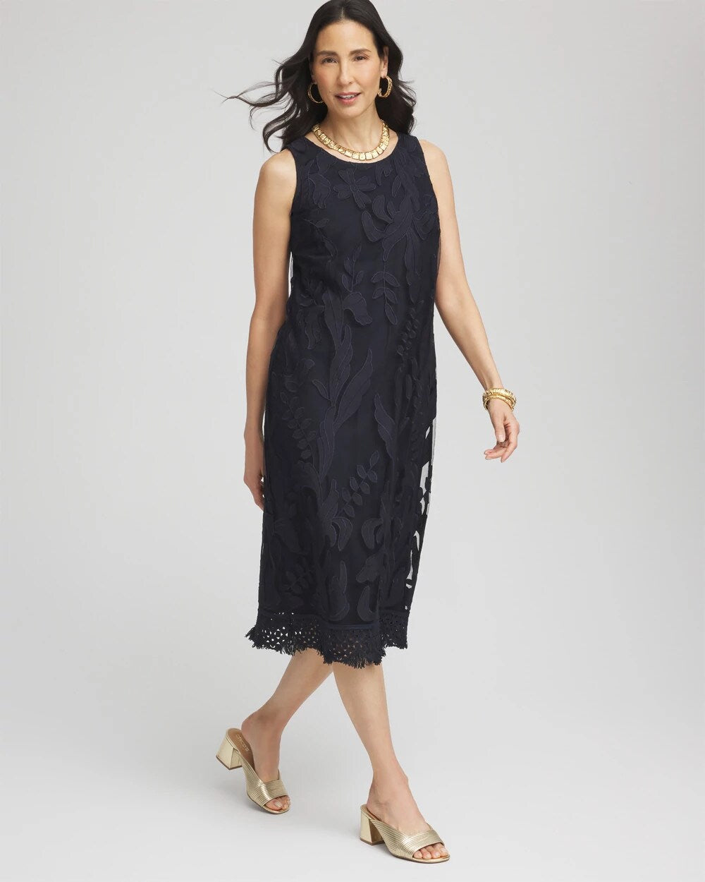 Chico's Travelers™ Mesh Appliqué Midi Dress