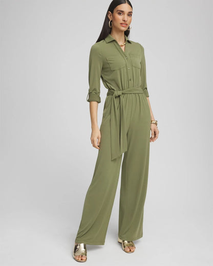 Chico's Belted Jersey Maxi Jumpsuit