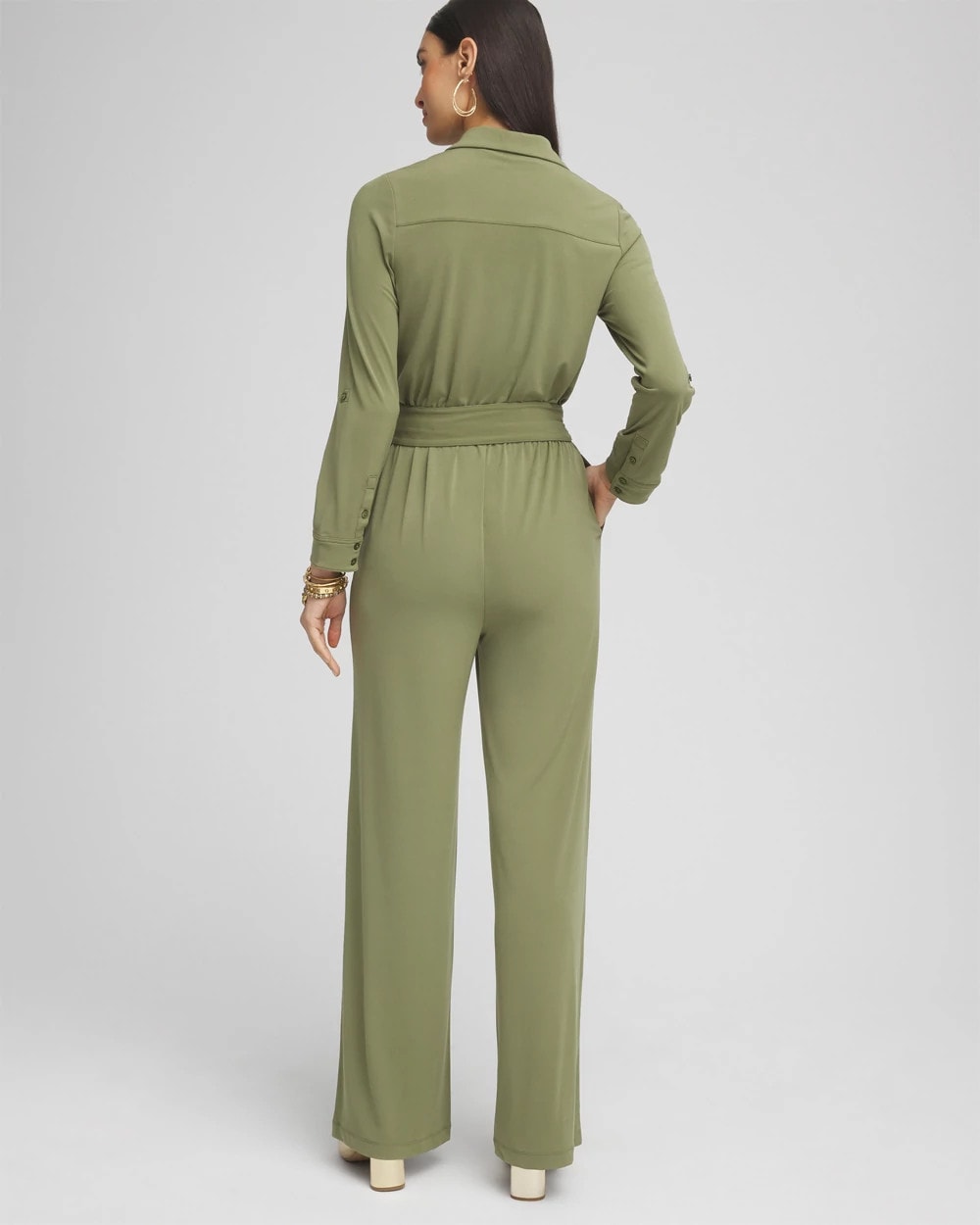 Chico's Belted Jersey Maxi Jumpsuit