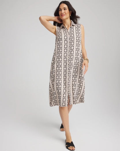 Chico's Printed Sleeveless Silk-Twill Shirtdress