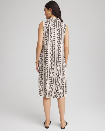 Chico's Printed Sleeveless Silk-Twill Shirtdress