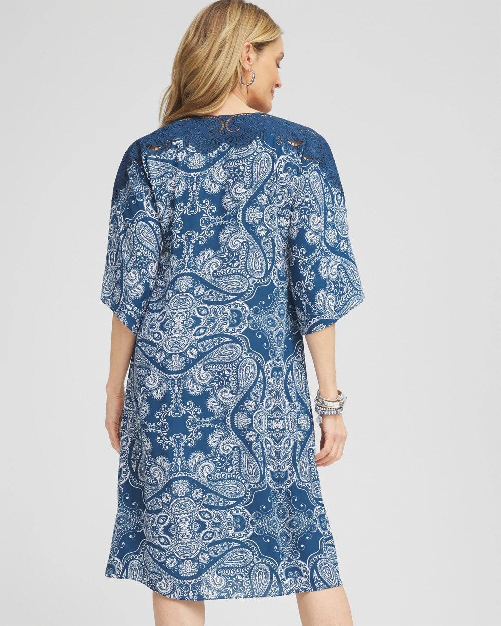 Chico's Crepe Lace-Neck Dress