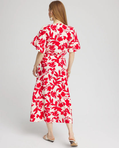 Chico's Floral Ruffle-Sleeved Midi Dress