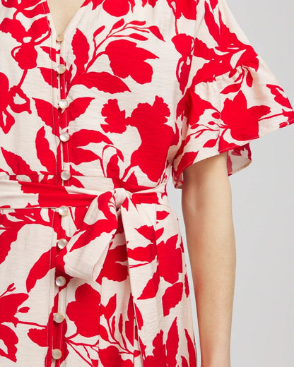 Chico's Floral Ruffle-Sleeved Midi Dress