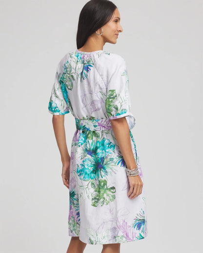 Chico's Floral Linen Shirtdress