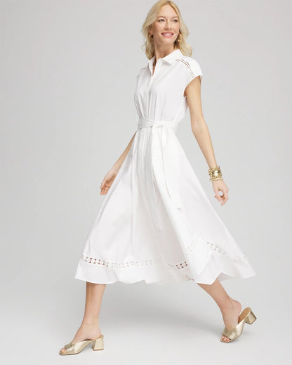Chico's Poplin Circle Trim Maxi Shirtdress