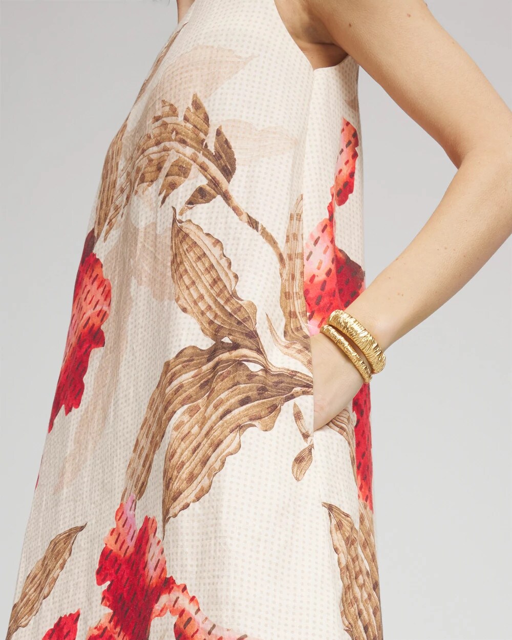 Chico's Floral Tank Linen Maxi Dress