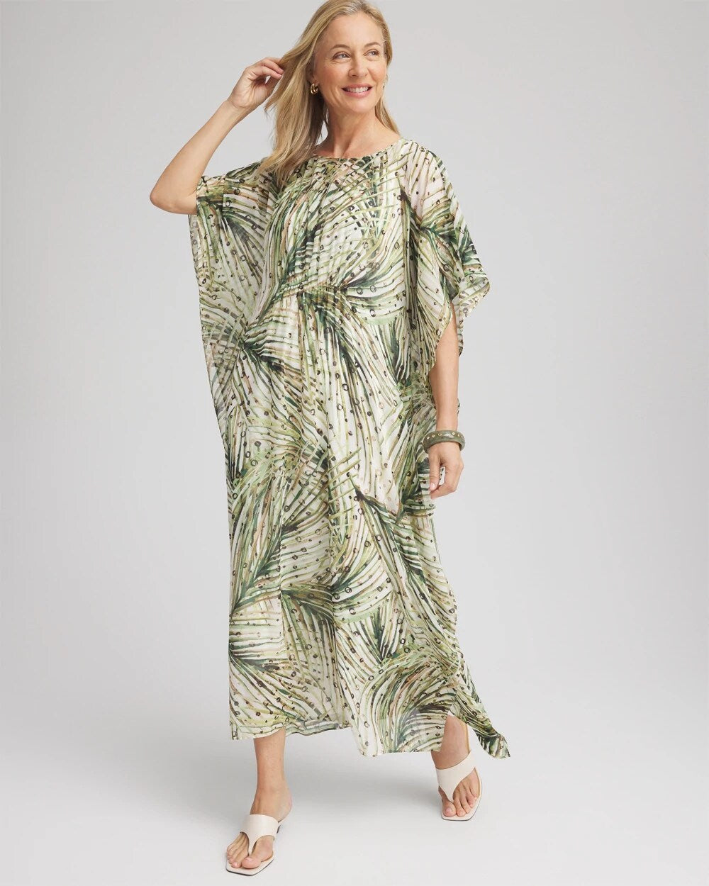 Chico's Crinkle-Chiffon Kaftan Dress