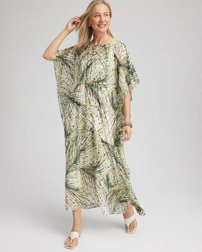Chico's Crinkle-Chiffon Kaftan Dress