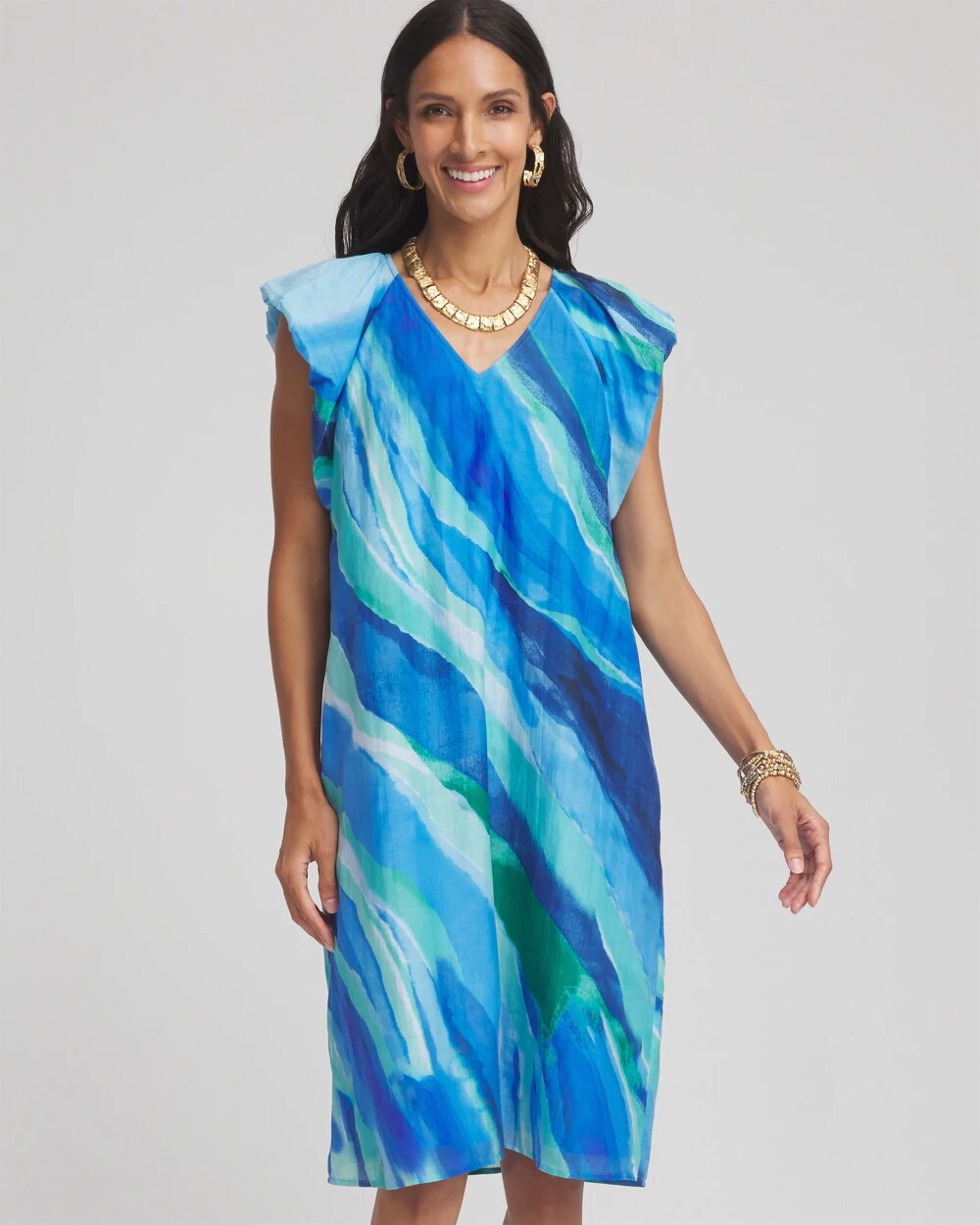 Chico's Cotton-Silk Voile Popover Dress