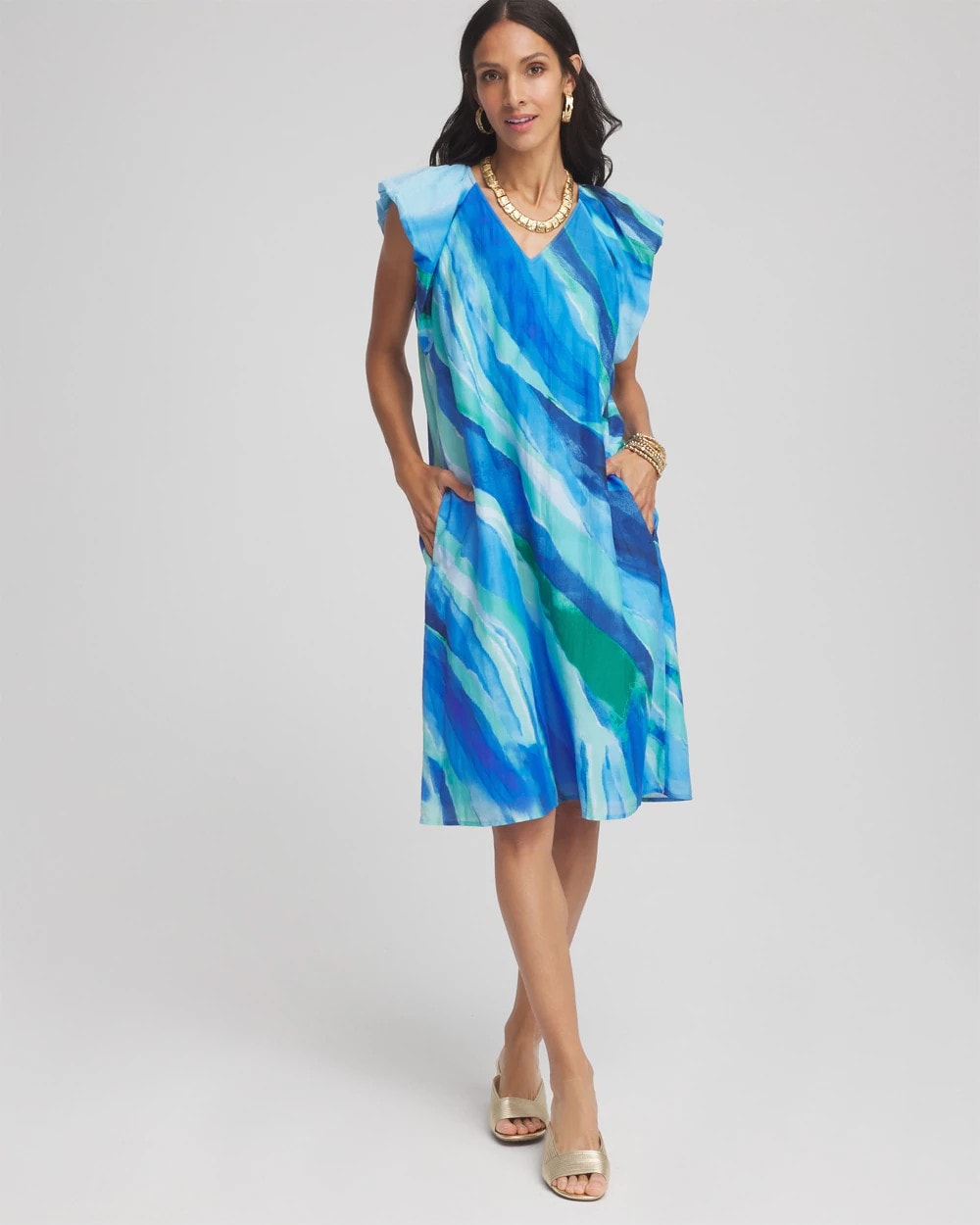 Chico's Cotton-Silk Voile Popover Dress