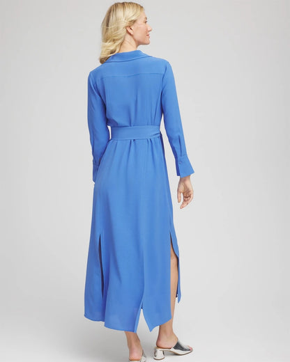 Chico's Belted Split Hem Maxi Shirtdress