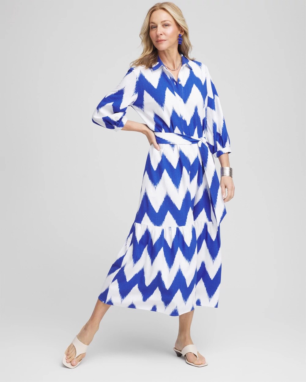 Chico's Chevron Striped Shirtdress