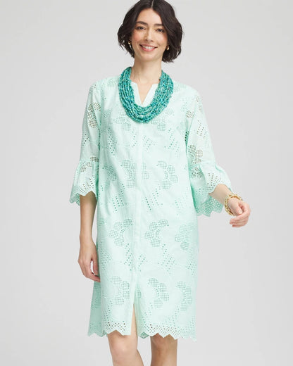 Chico's Eyelet Cotton Voile Dress