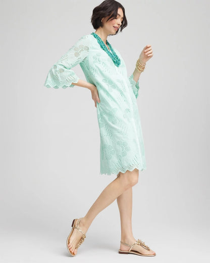 Chico's Eyelet Cotton Voile Dress