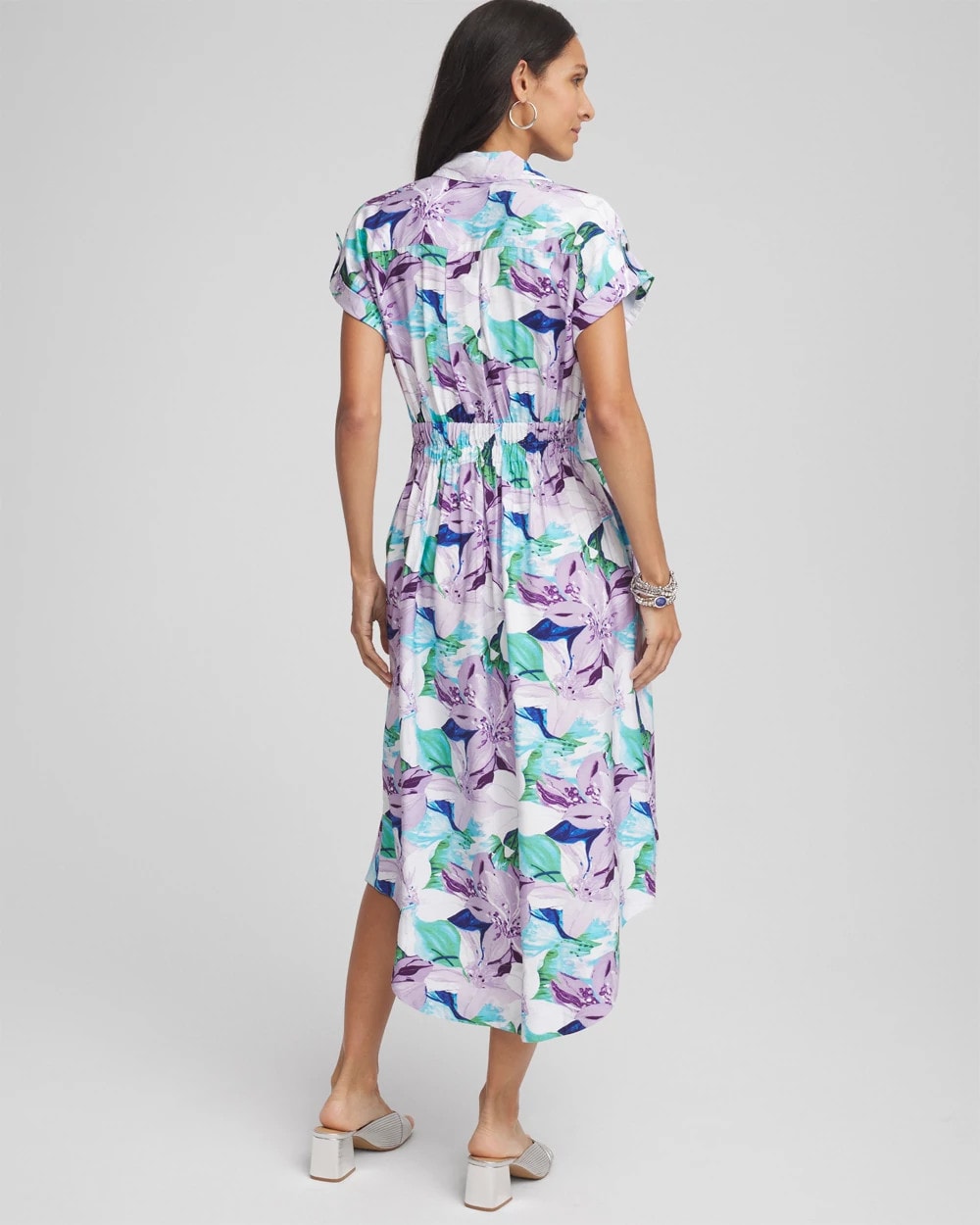 Chico's Hammered Rayon Midi Shirtdress