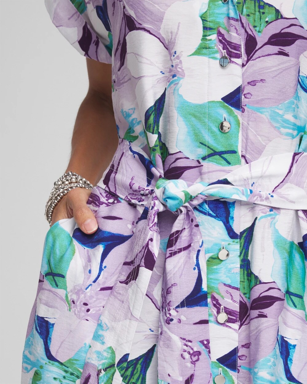 Chico's Hammered Rayon Midi Shirtdress