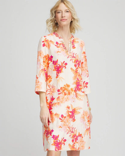 Chico's Embellished Linen Kurta Dress