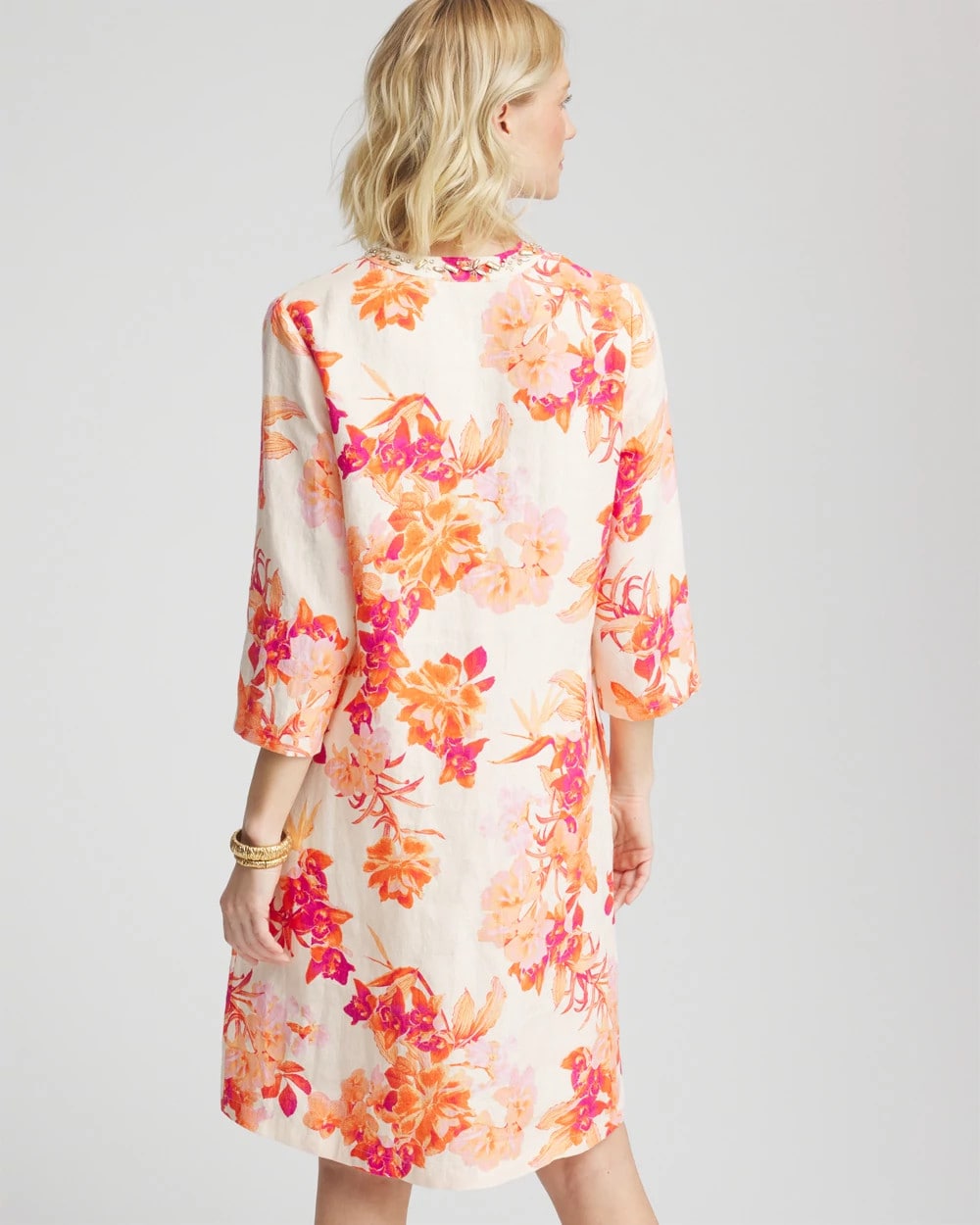 Chico's Embellished Linen Kurta Dress
