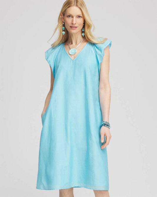 Chico's Cotton-Silk Voile Popover Dress