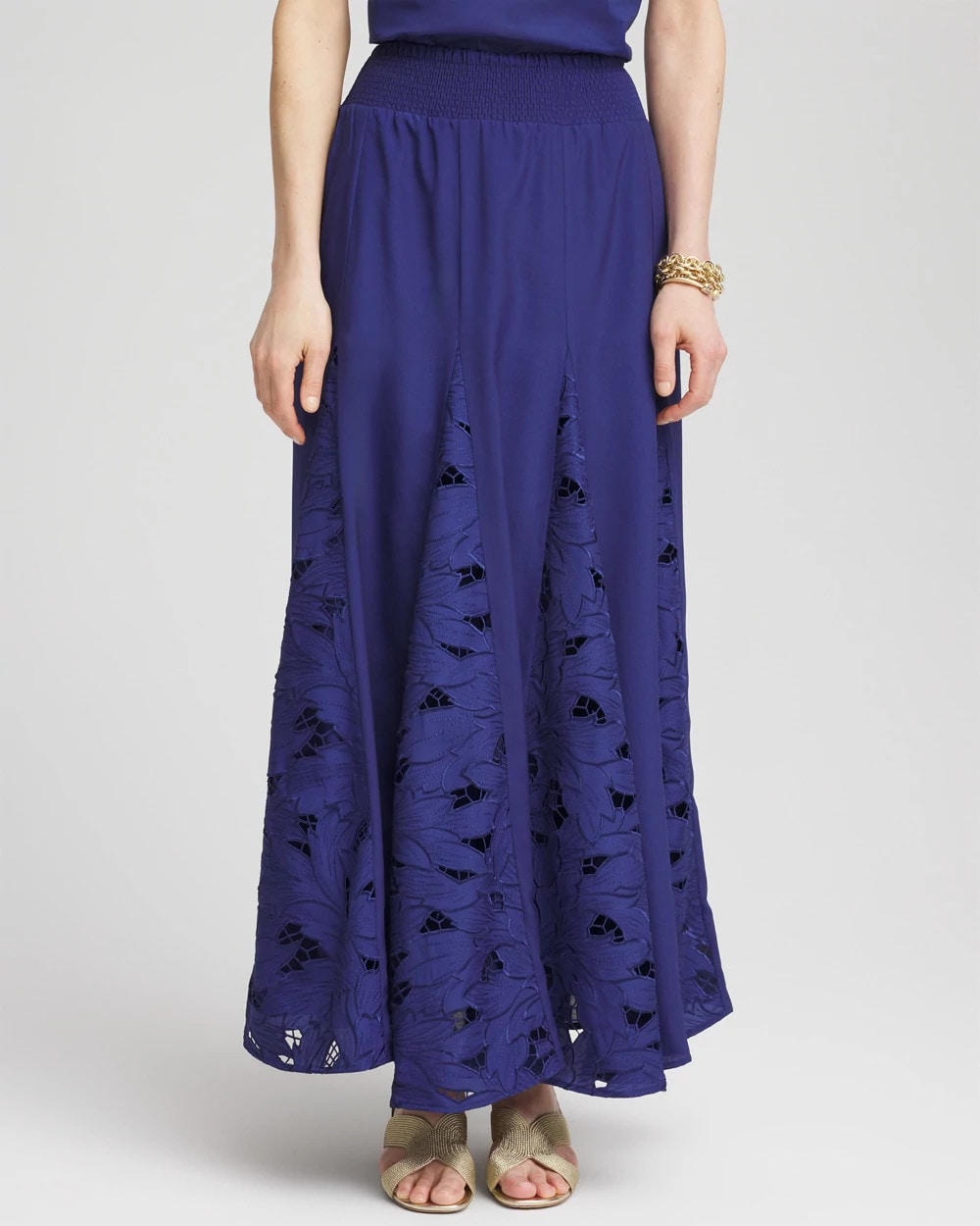Chico's Godet Maxi Eyelet Skirt