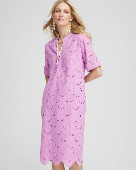 Chico's Eyelet Popover Dress