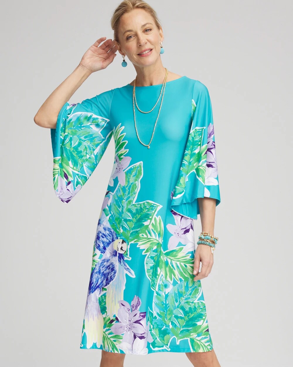 Chico's Angel-Sleeve Boat Neck Dress