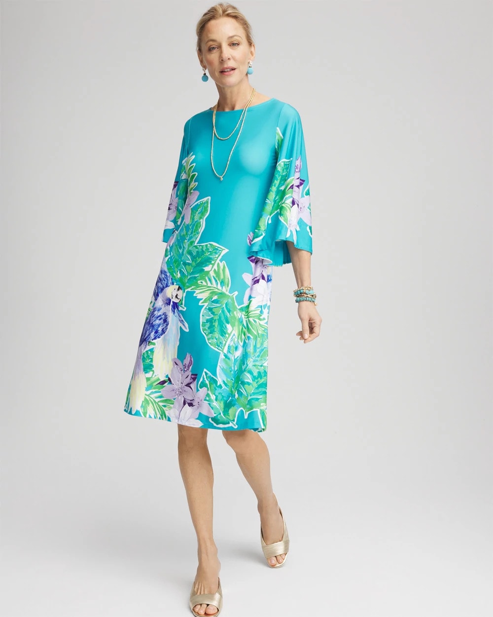 Chico's Angel-Sleeve Boat Neck Dress