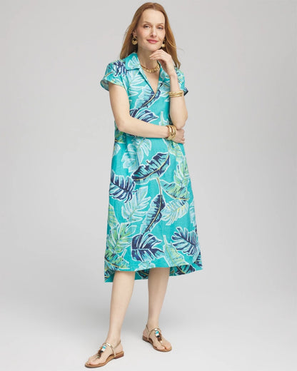 Chico's Tropical Linen Midi Dress