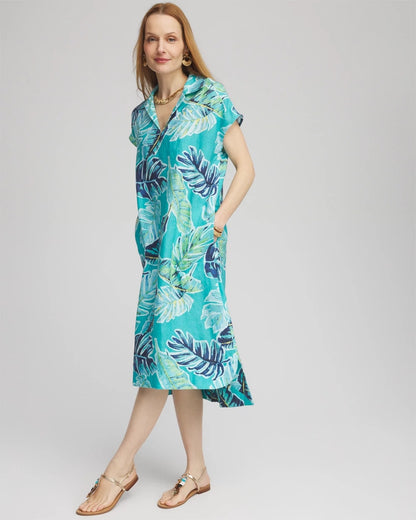 Chico's Tropical Linen Midi Dress