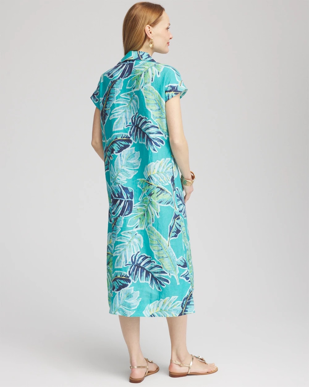 Chico's Tropical Linen Midi Dress