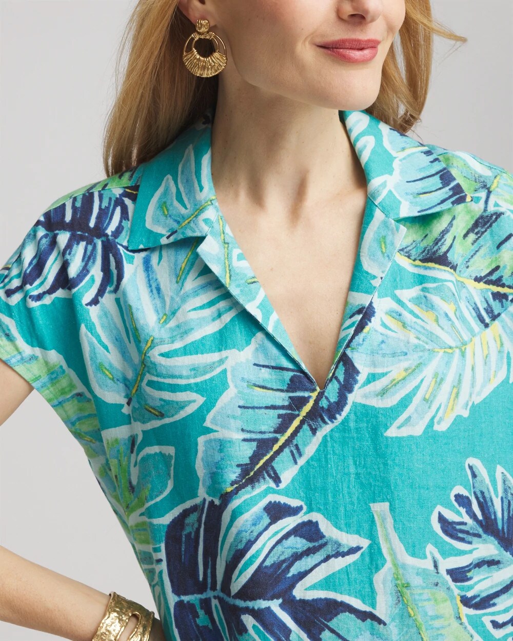 Chico's Tropical Linen Midi Dress