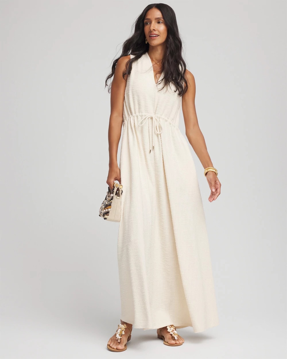 Chico's Sleeveless Tweed Maxi Dress
