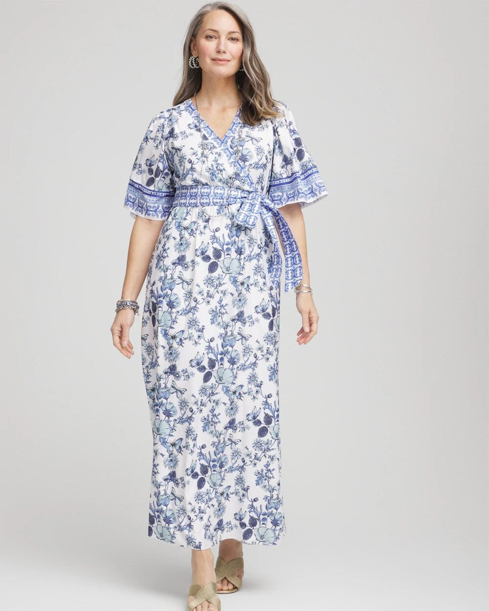 Chico's Surplice Matte Satin Maxi Dress