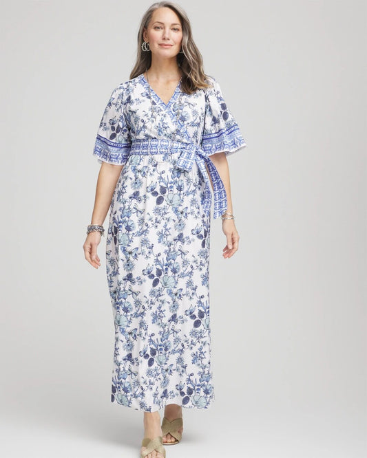 Chico's Surplice Matte Satin Maxi Dress