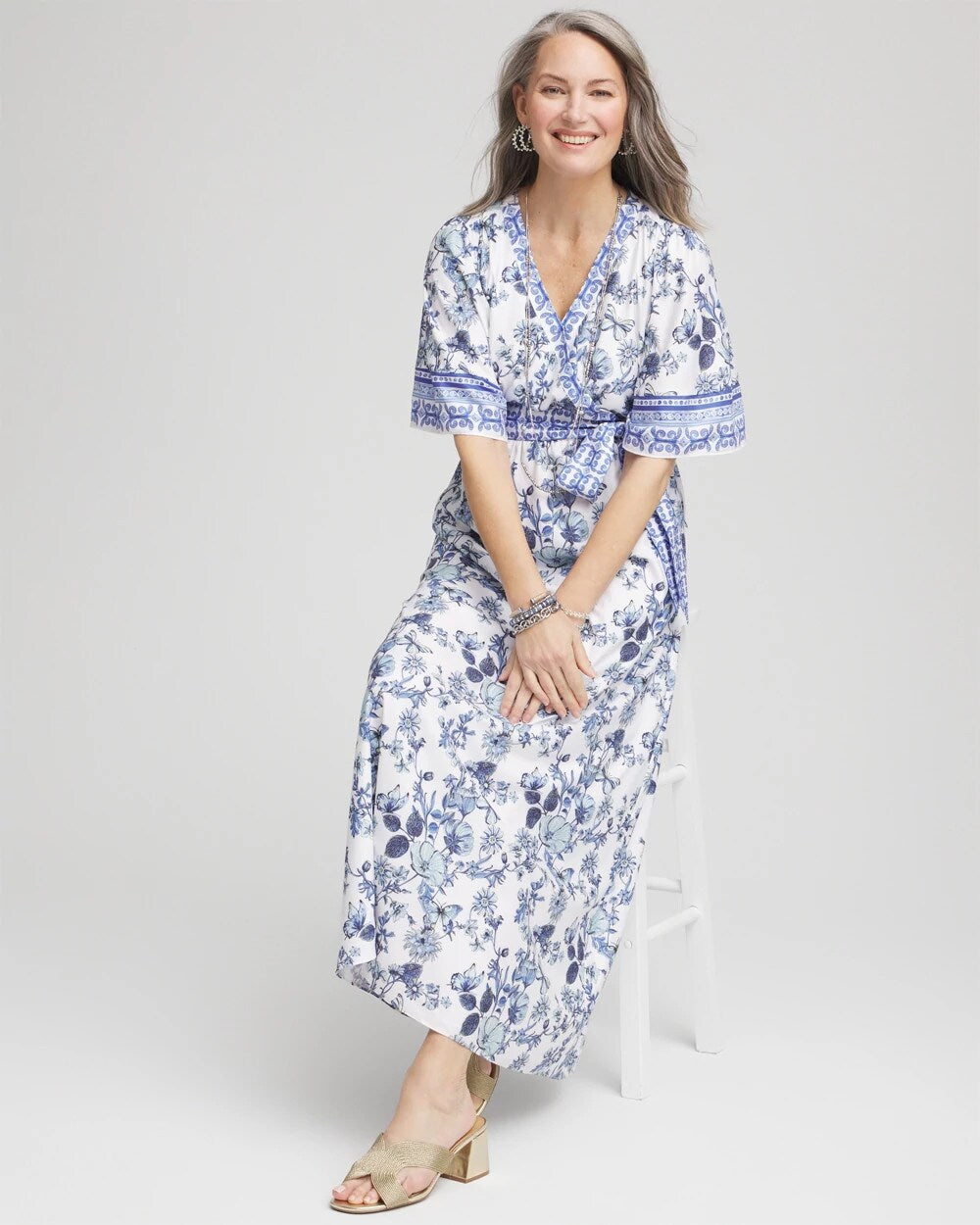Chico's Surplice Matte Satin Maxi Dress