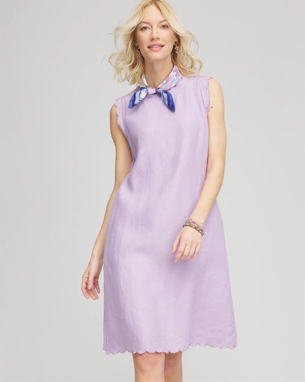Chico's Sleeveless Scalloped Trim Dress