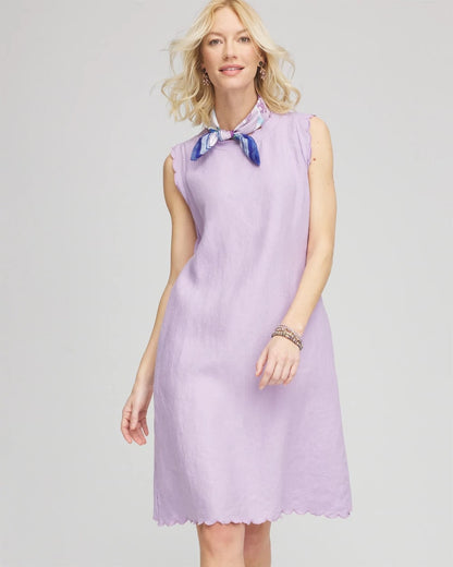 Chico's Sleeveless Scalloped Trim Dress