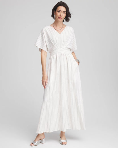 Chico's Metallic Striped Maxi Dress